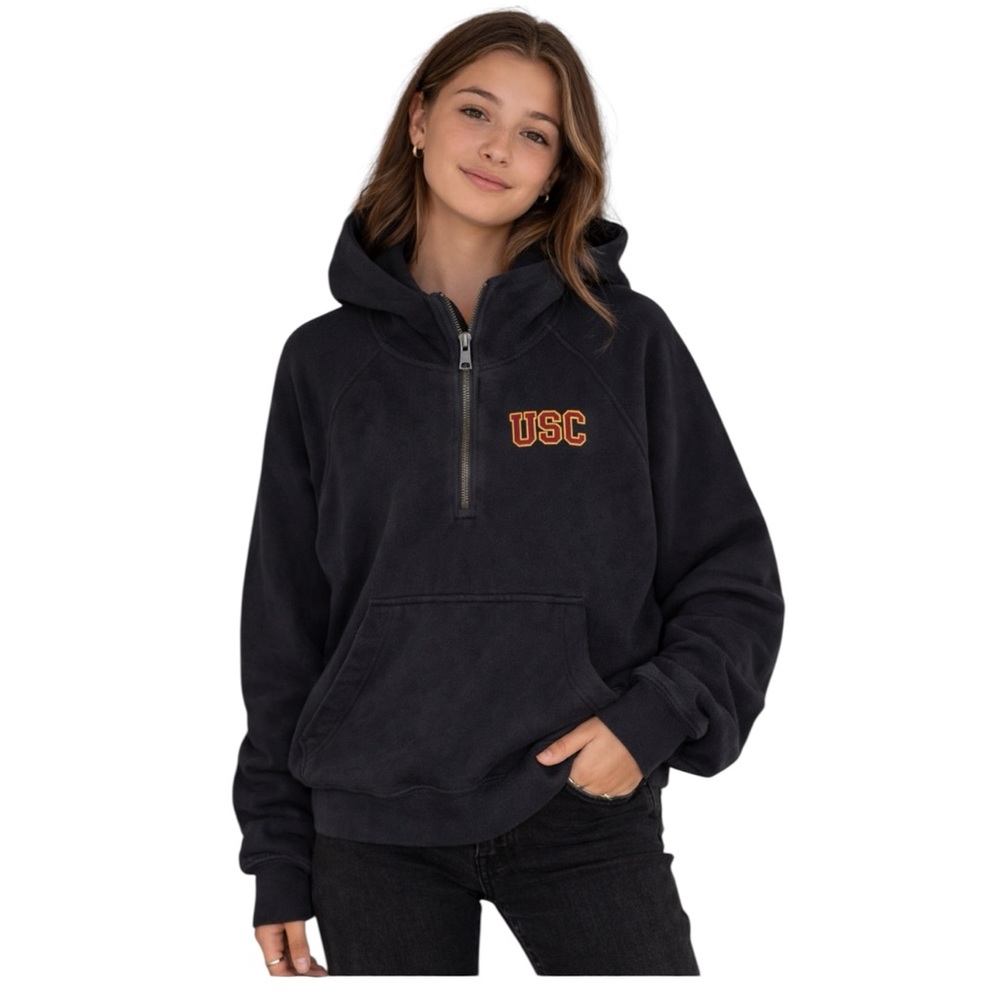 LULULEMON x USC Trojans Scuba Oversized Black 1/2 Zip Hoodie Sweatshirt XS/S